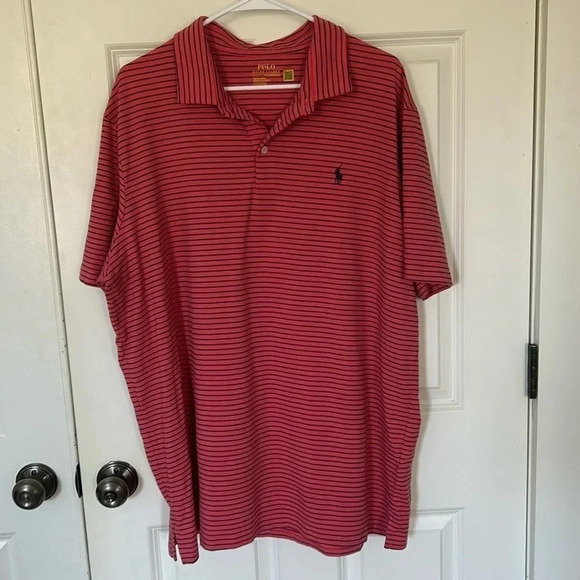 Polo Ralph Lauren performance short sleeve shirt size XL red stripe cotton blend - Picture 1 of 6